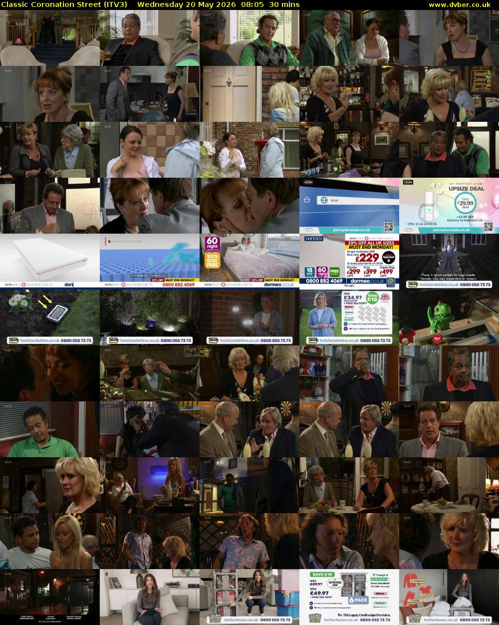 Classic Coronation Street (ITV3) Wednesday 20 May 2026 08:05 - 08:35