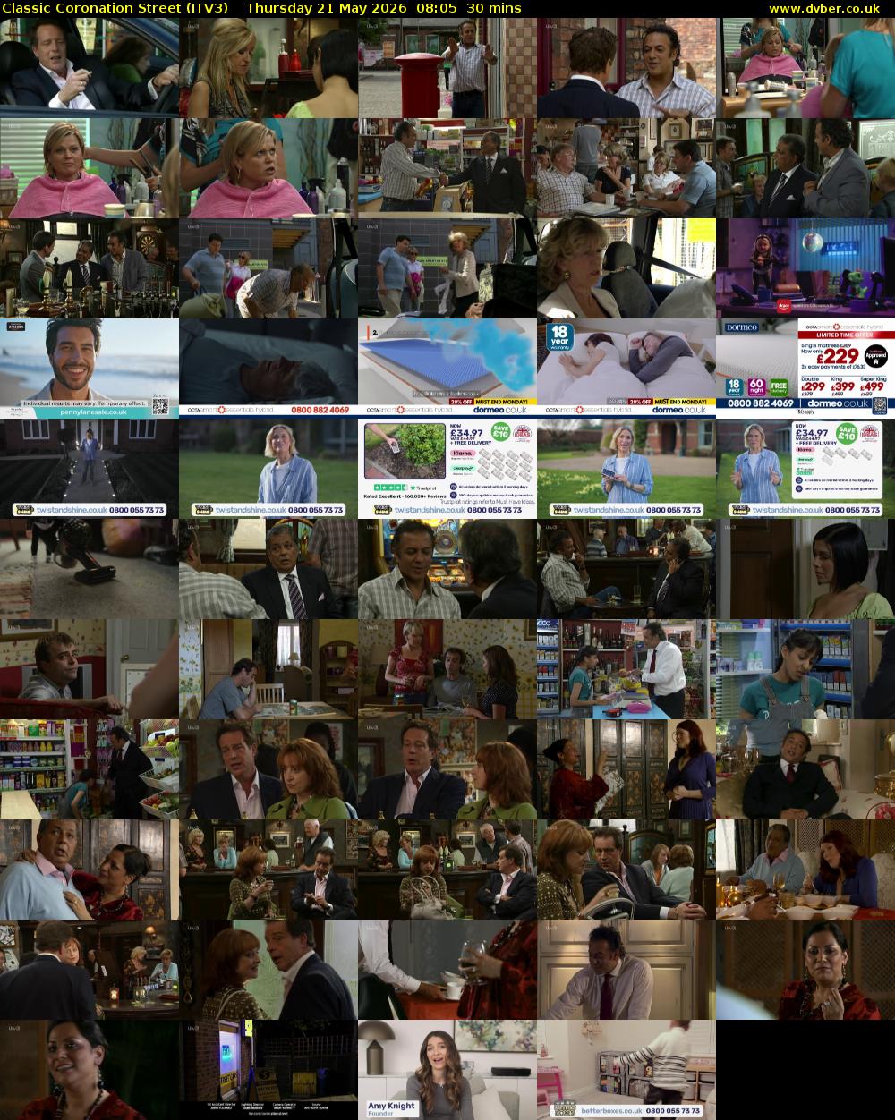 Classic Coronation Street (ITV3) Thursday 21 May 2026 08:05 - 08:35
