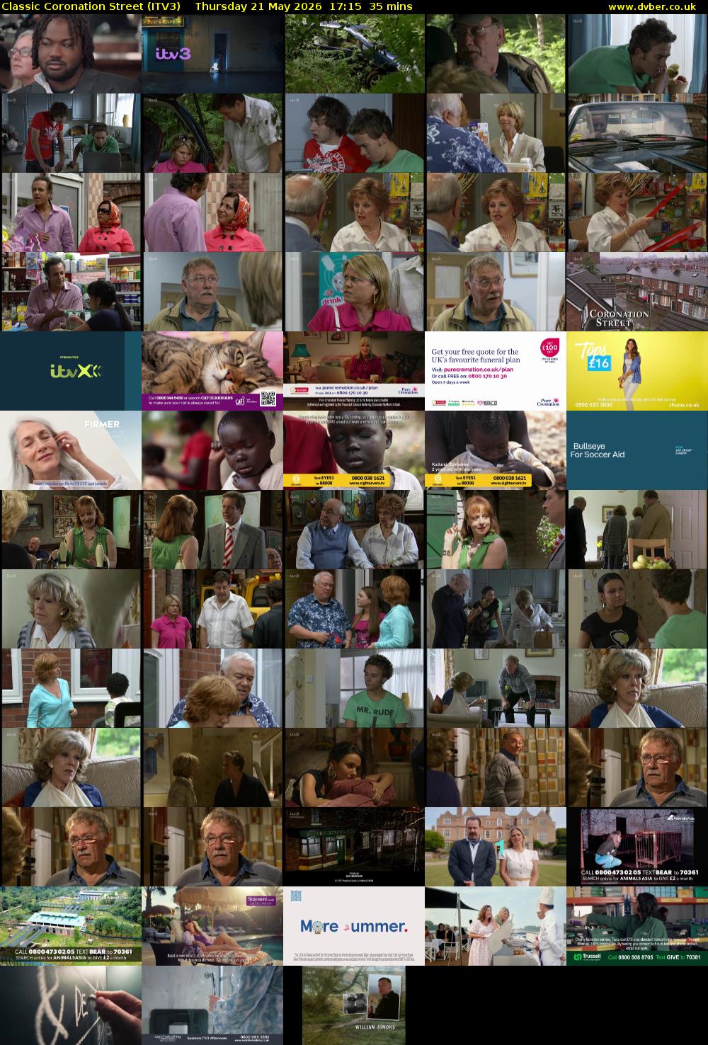 Classic Coronation Street (ITV3) Thursday 21 May 2026 17:15 - 17:50