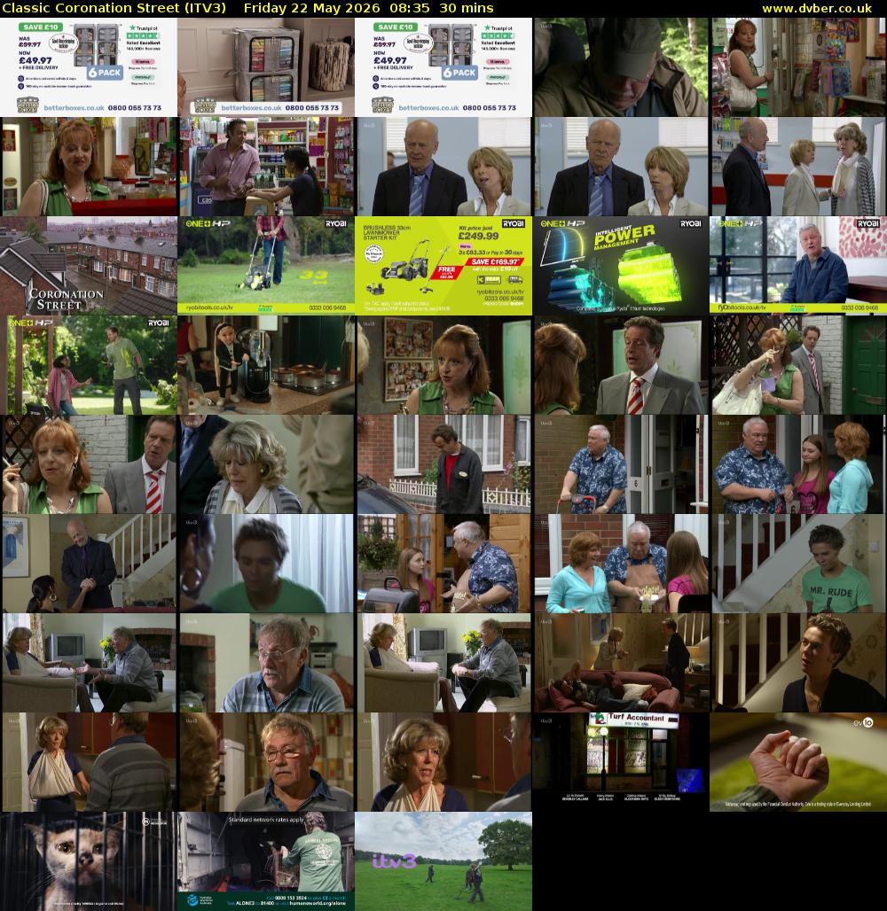 Classic Coronation Street (ITV3) Friday 22 May 2026 08:35 - 09:05