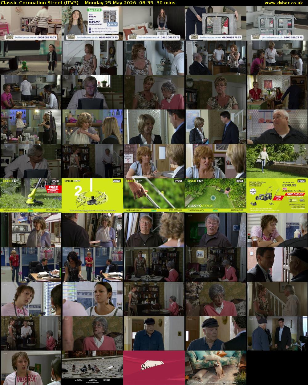 Classic Coronation Street (ITV3) Monday 25 May 2026 08:35 - 09:05
