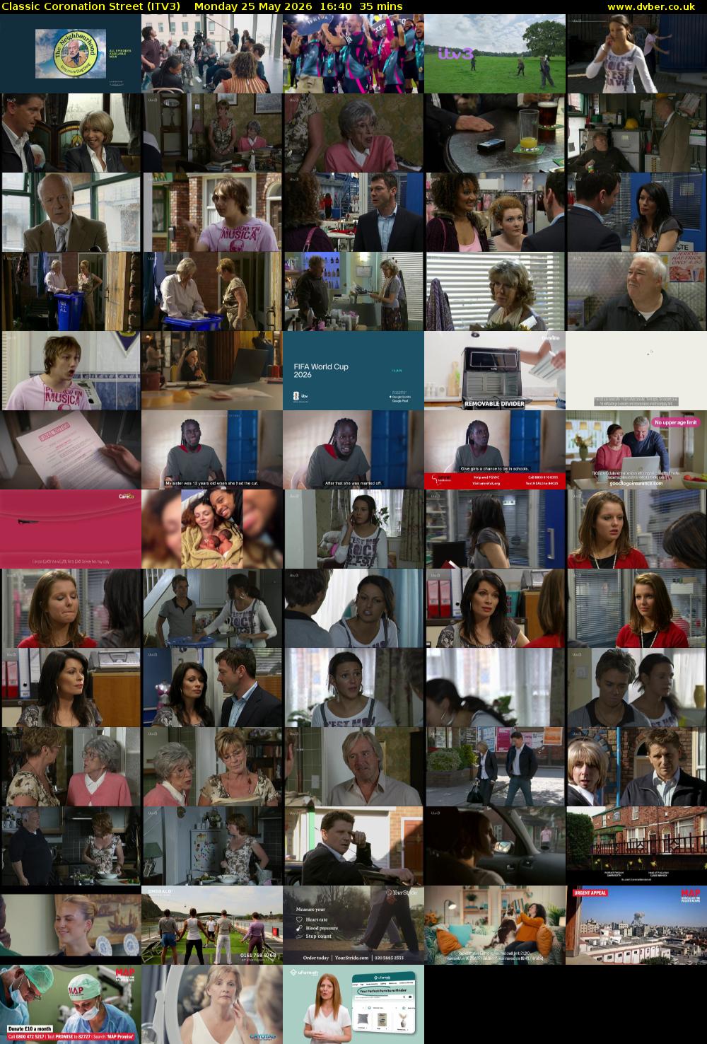 Classic Coronation Street (ITV3) Monday 25 May 2026 16:40 - 17:15