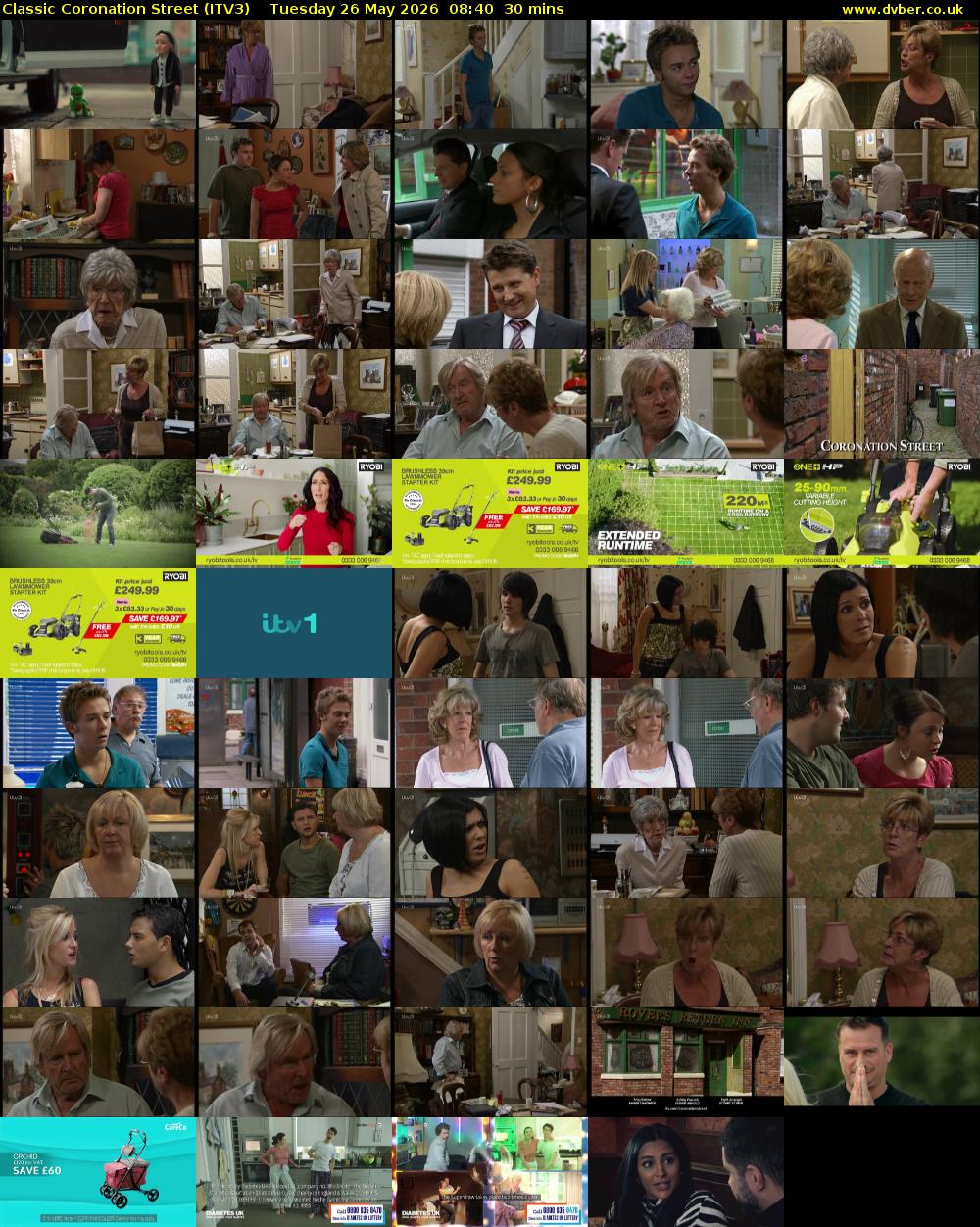 Classic Coronation Street (ITV3) Tuesday 26 May 2026 08:40 - 09:10