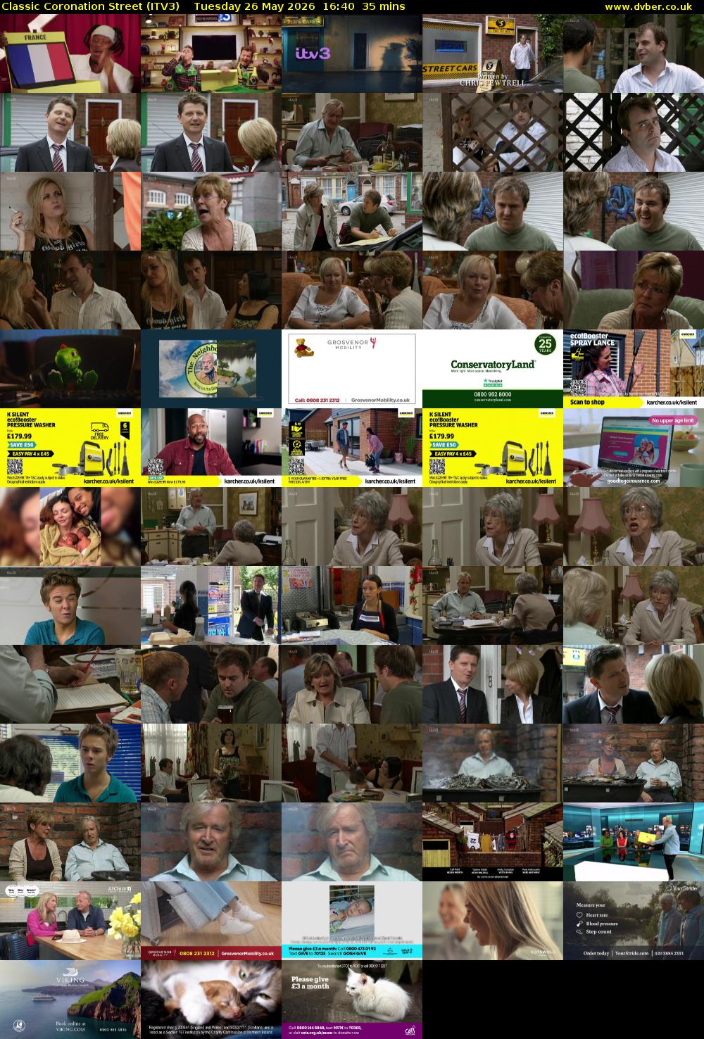 Classic Coronation Street (ITV3) Tuesday 26 May 2026 16:40 - 17:15