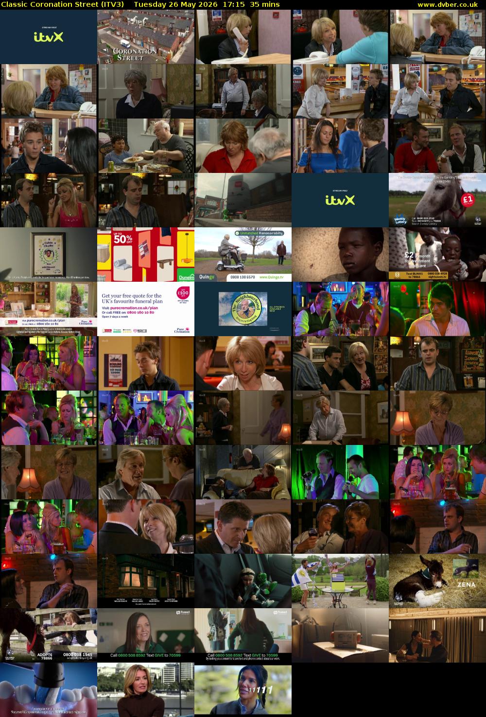 Classic Coronation Street (ITV3) Tuesday 26 May 2026 17:15 - 17:50