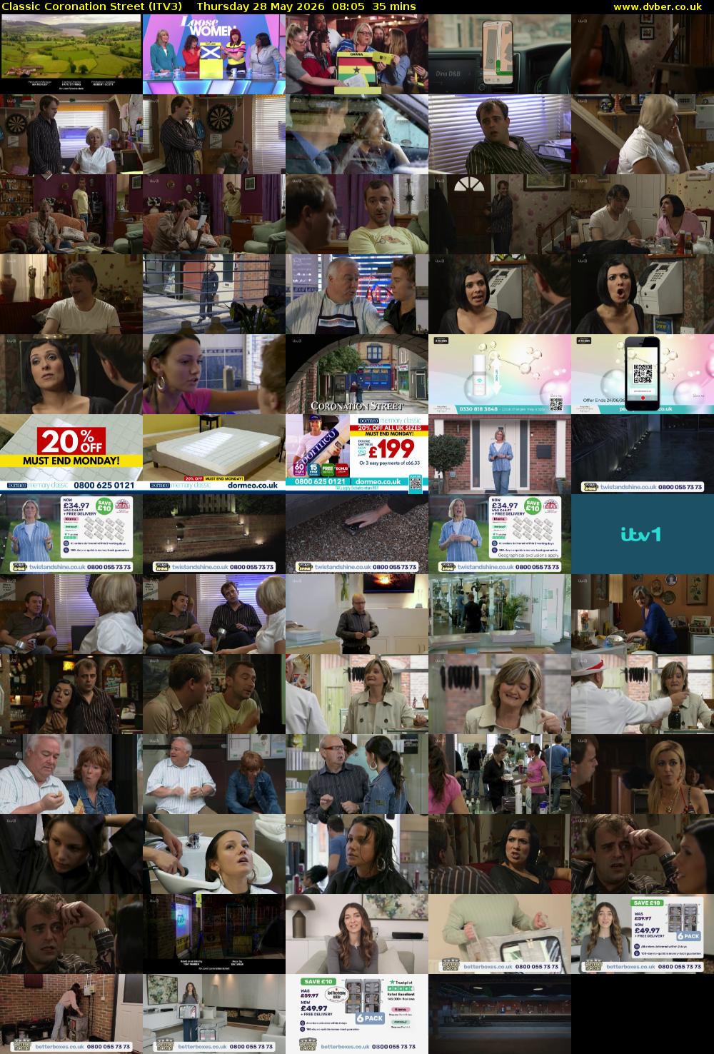 Classic Coronation Street (ITV3) Thursday 28 May 2026 08:05 - 08:40