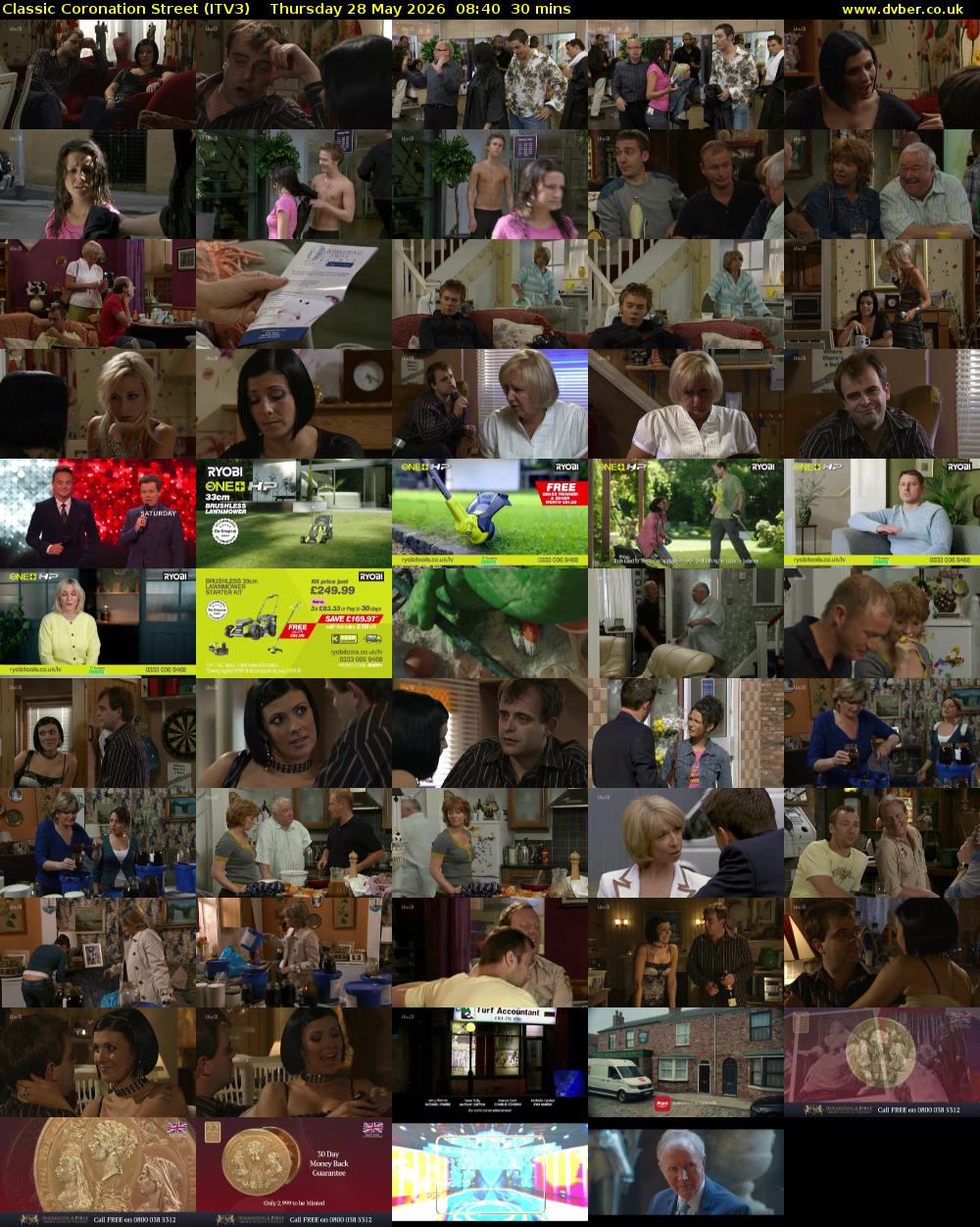 Classic Coronation Street (ITV3) Thursday 28 May 2026 08:40 - 09:10