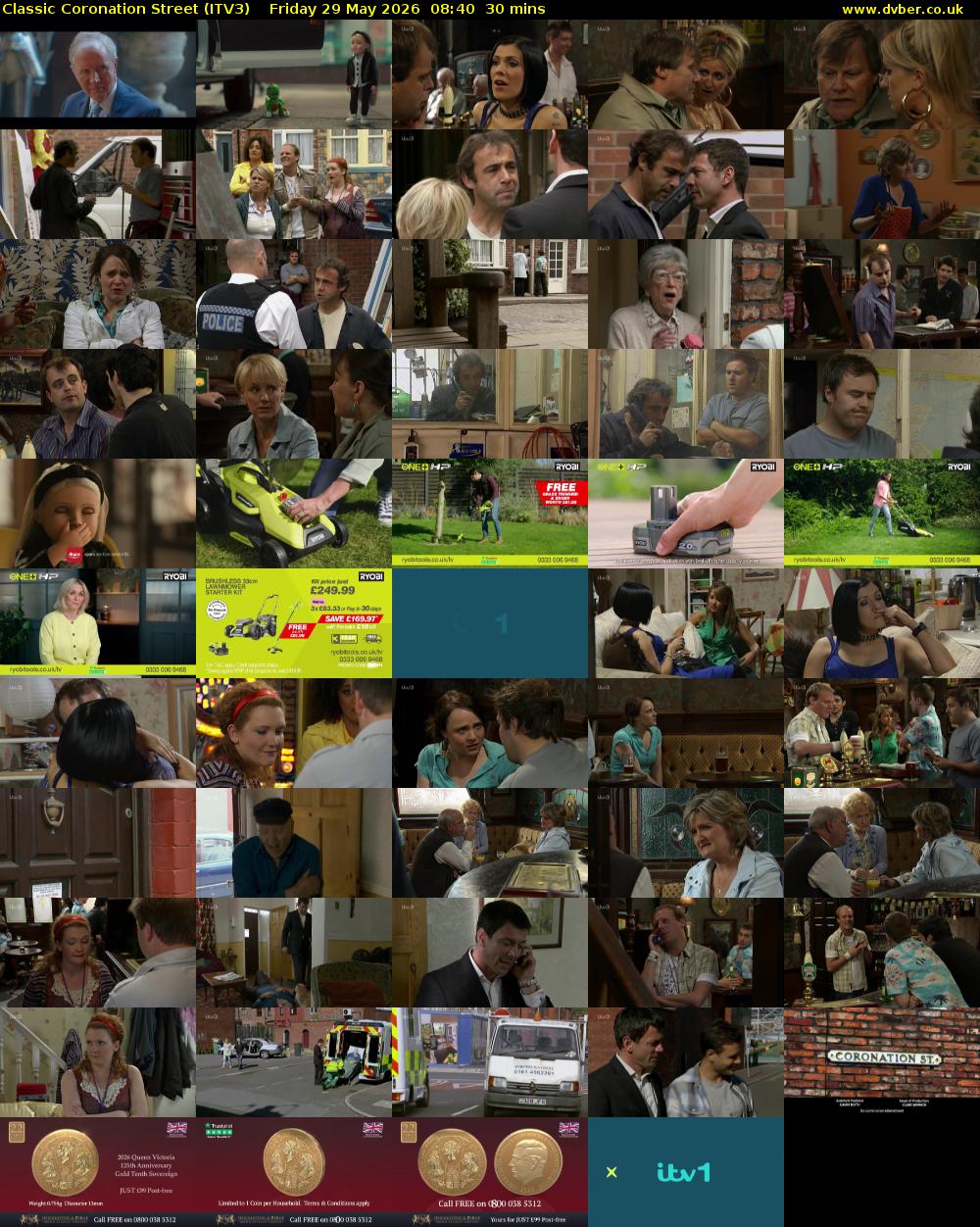 Classic Coronation Street (ITV3) Friday 29 May 2026 08:40 - 09:10