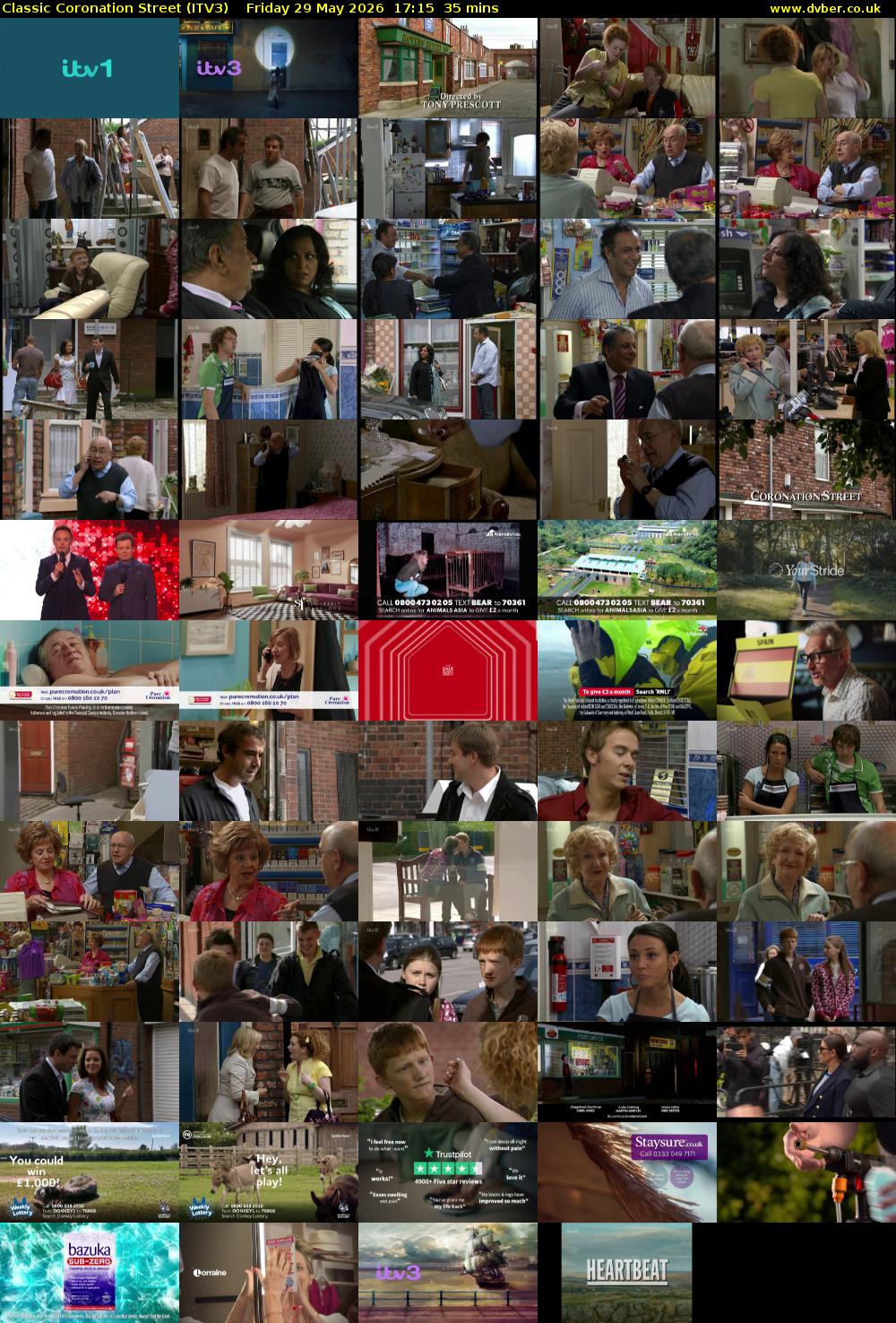 Classic Coronation Street (ITV3) Friday 29 May 2026 17:15 - 17:50