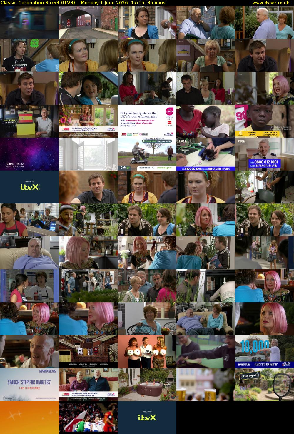 Classic Coronation Street (ITV3) Monday 1 June 2026 17:15 - 17:50