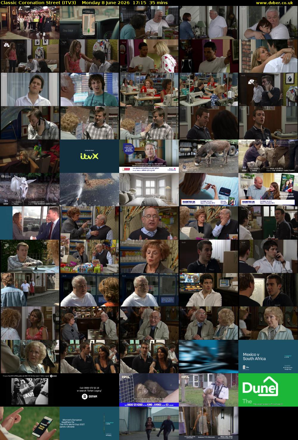 Classic Coronation Street (ITV3) Monday 8 June 2026 17:15 - 17:50