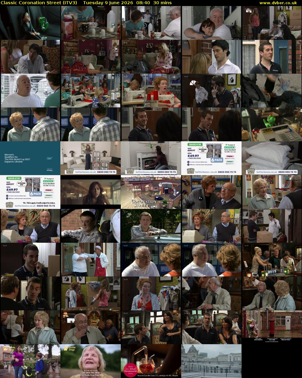Classic Coronation Street (ITV3) Tuesday 9 June 2026 08:40 - 09:10
