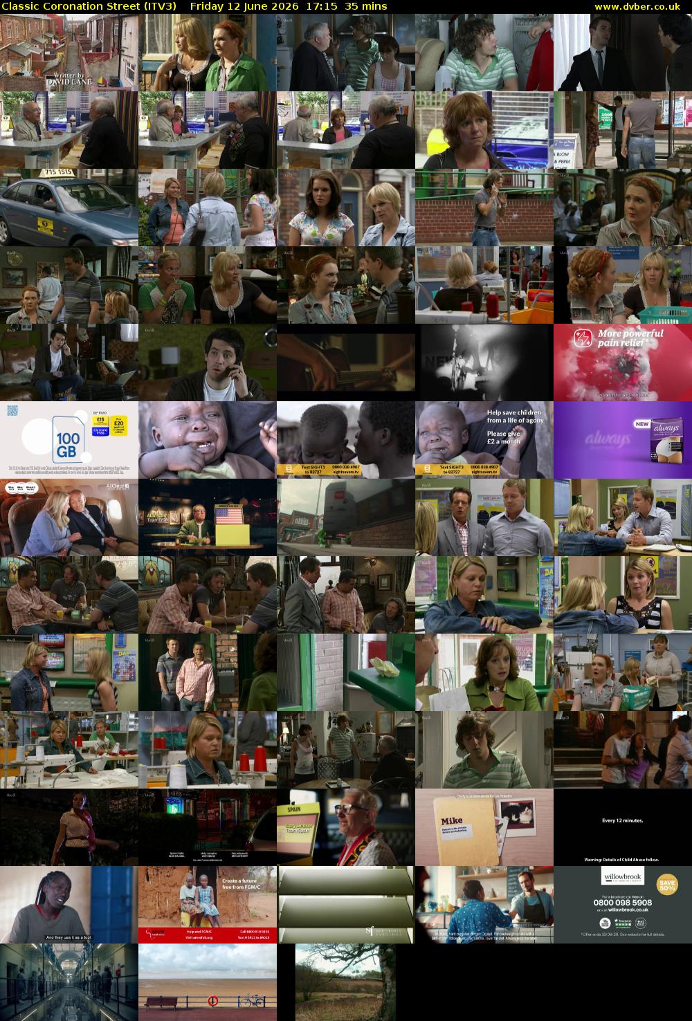 Classic Coronation Street (ITV3) Friday 12 June 2026 17:15 - 17:50