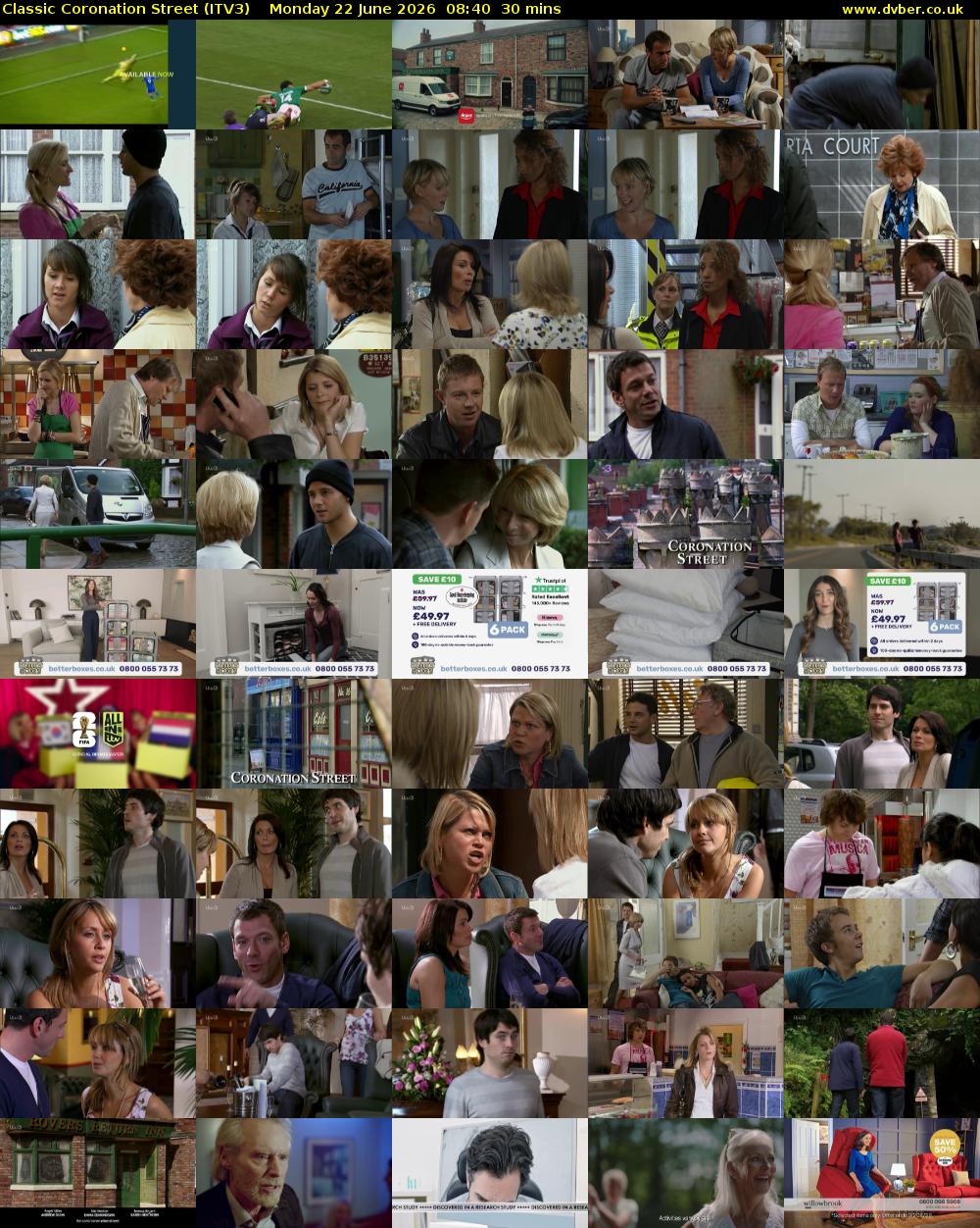 Classic Coronation Street (ITV3) Monday 22 June 2026 08:40 - 09:10