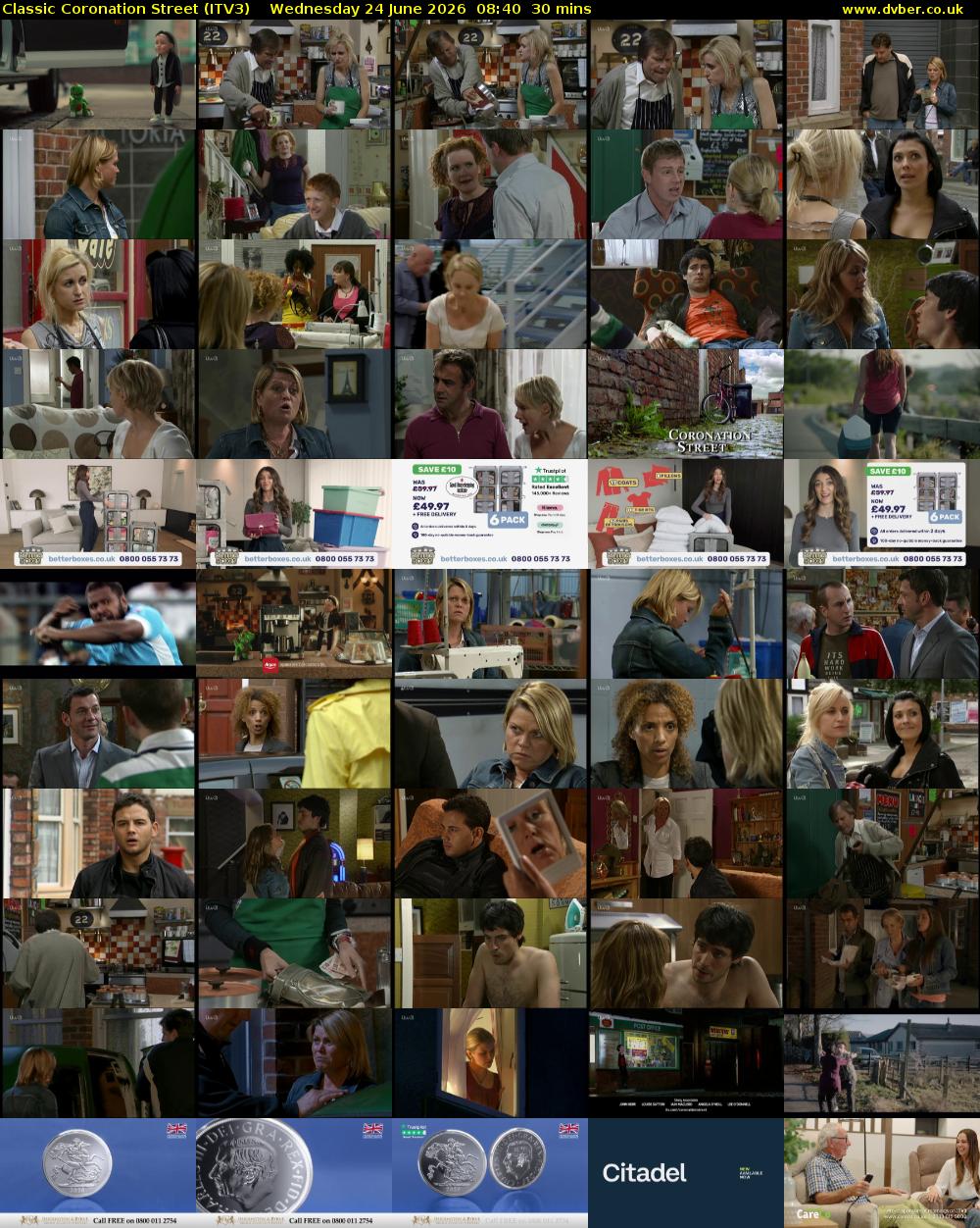 Classic Coronation Street (ITV3) Wednesday 24 June 2026 08:40 - 09:10