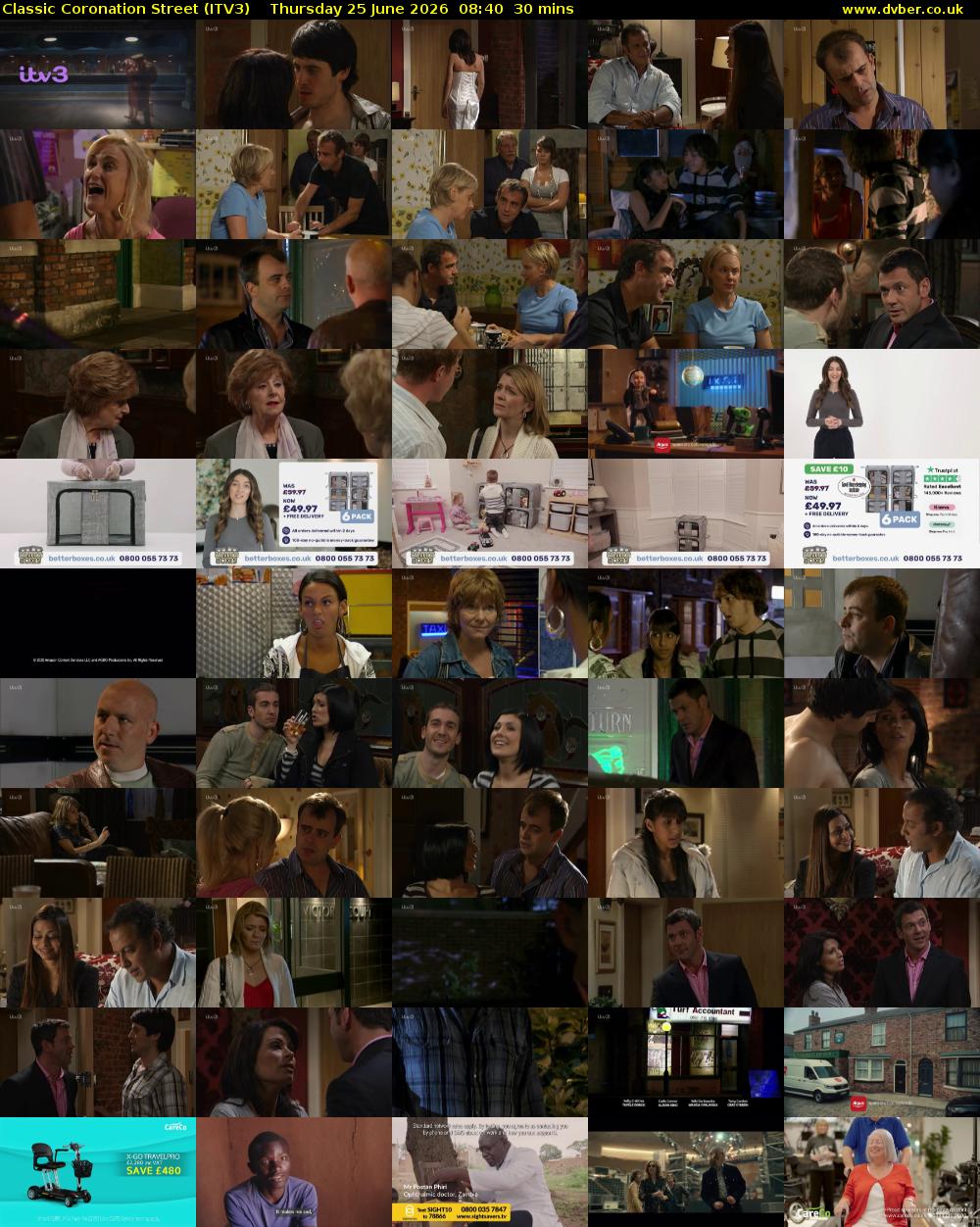 Classic Coronation Street (ITV3) Thursday 25 June 2026 08:40 - 09:10