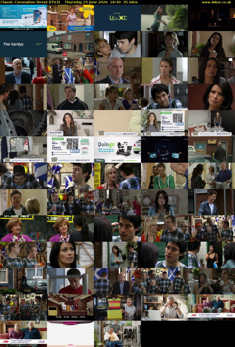 Classic Coronation Street (ITV3) Thursday 25 June 2026 16:40 - 17:15