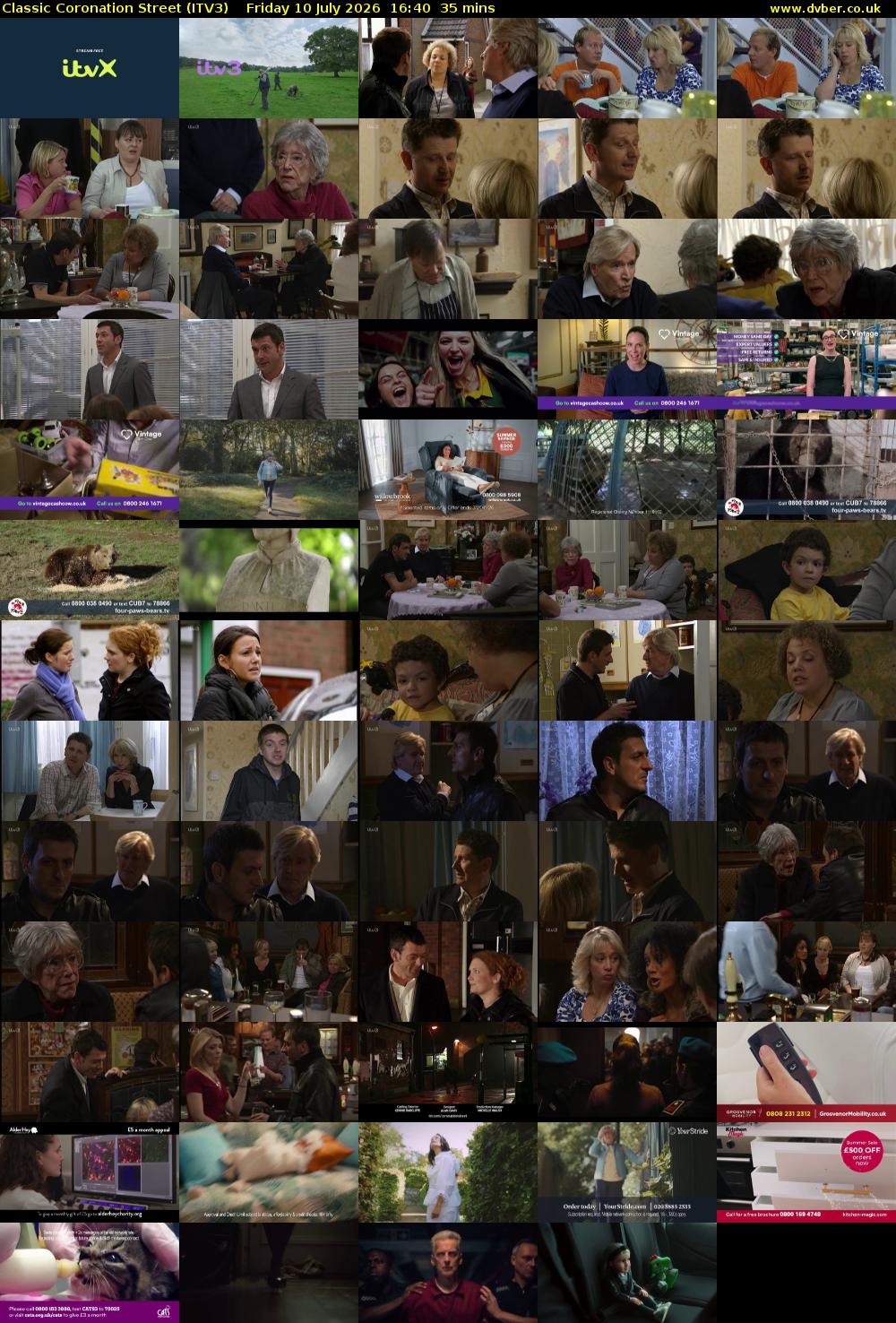 Classic Coronation Street (ITV3) Friday 10 July 2026 16:40 - 17:15