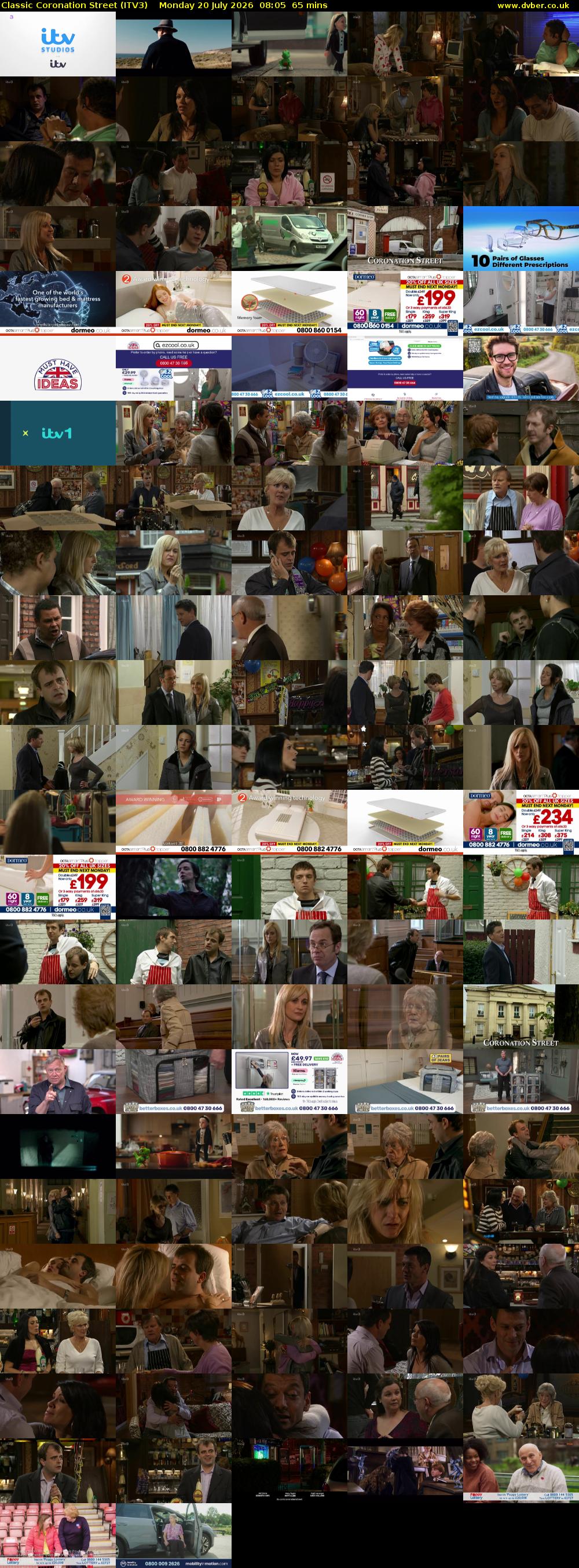 Classic Coronation Street (ITV3) Monday 20 July 2026 08:05 - 09:10