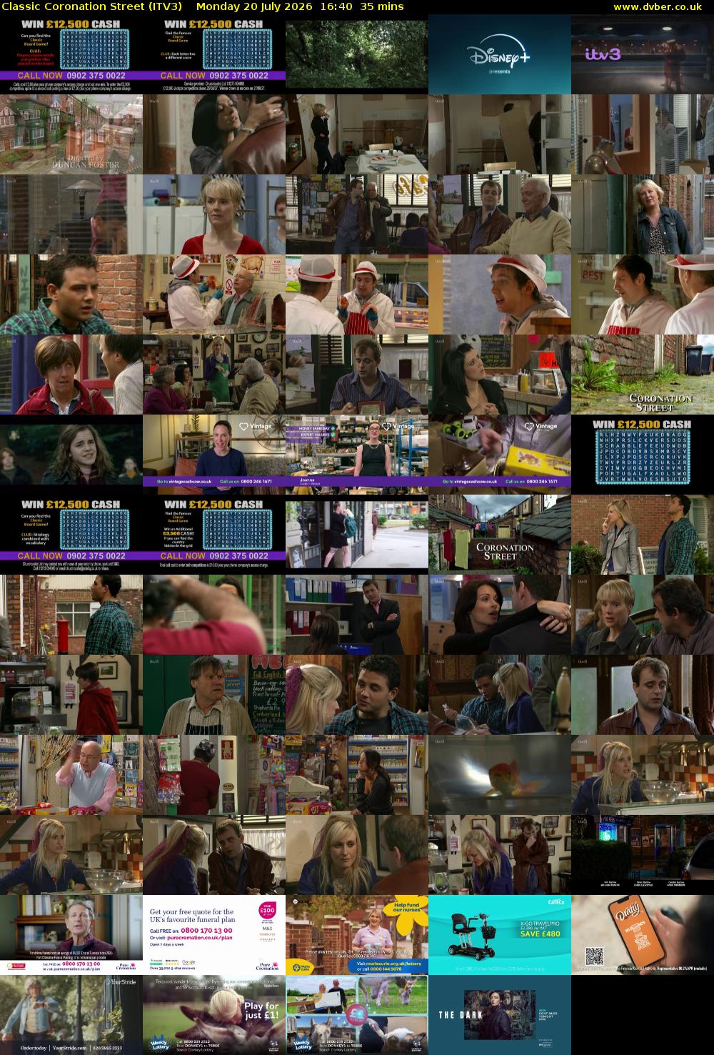 Classic Coronation Street (ITV3) Monday 20 July 2026 16:40 - 17:15