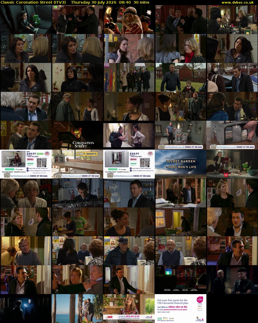 Classic Coronation Street (ITV3) Thursday 30 July 2026 08:40 - 09:10