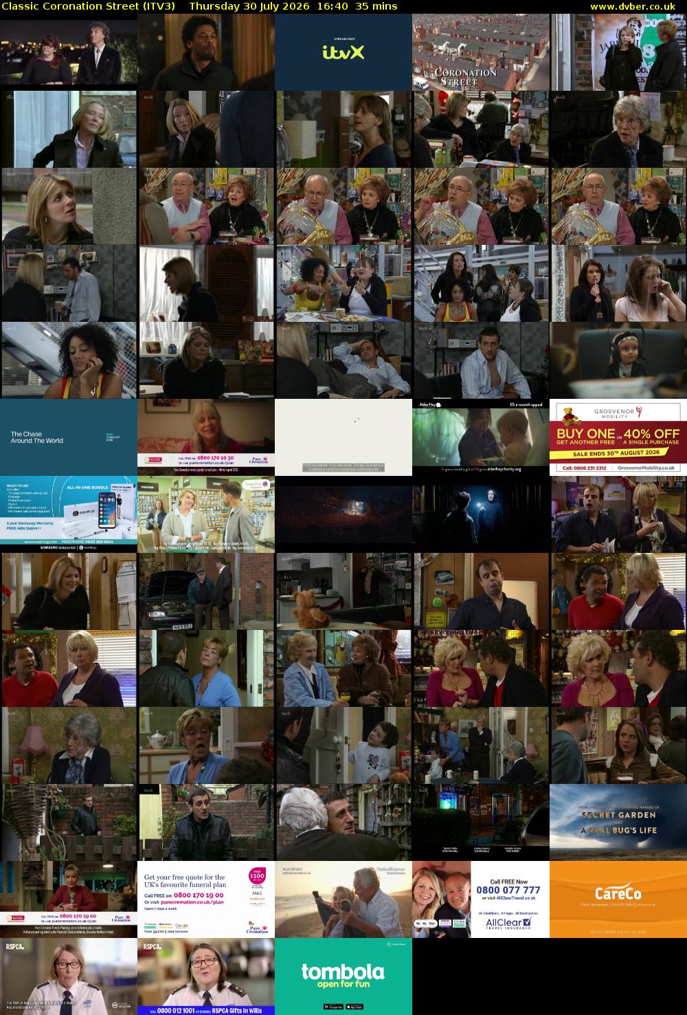 Classic Coronation Street (ITV3) Thursday 30 July 2026 16:40 - 17:15