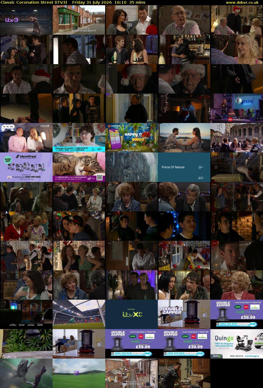 Classic Coronation Street (ITV3) Friday 31 July 2026 16:10 - 16:45
