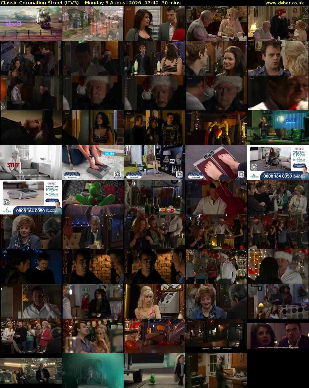 Classic Coronation Street (ITV3) Monday 3 August 2026 07:40 - 08:10