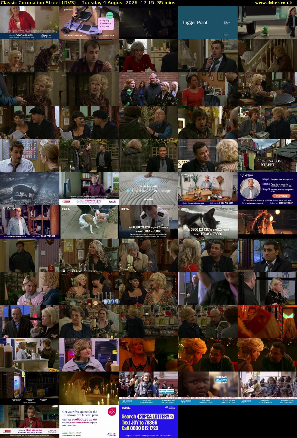 Classic Coronation Street (ITV3) Tuesday 4 August 2026 17:15 - 17:50