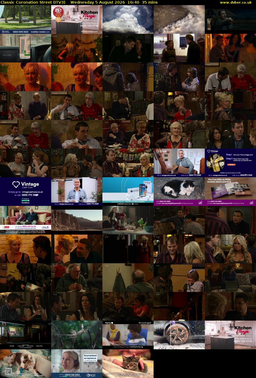 Classic Coronation Street (ITV3) Wednesday 5 August 2026 16:40 - 17:15