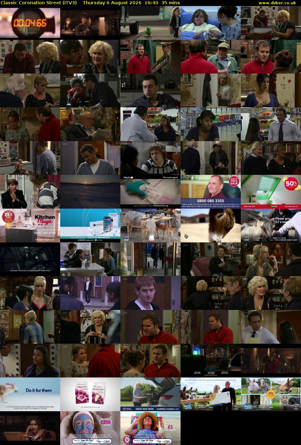 Classic Coronation Street (ITV3) Thursday 6 August 2026 16:40 - 17:15