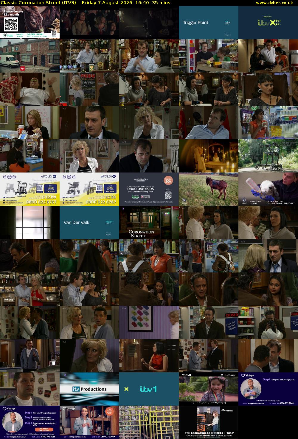 Classic Coronation Street (ITV3) Friday 7 August 2026 16:40 - 17:15