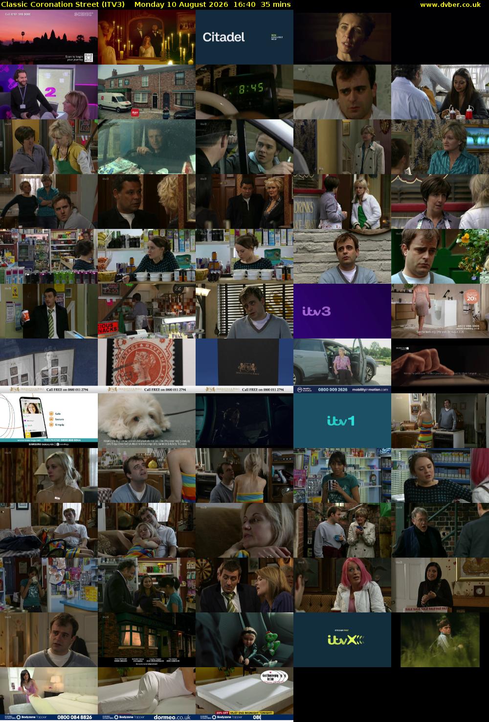 Classic Coronation Street (ITV3) Monday 10 August 2026 16:40 - 17:15