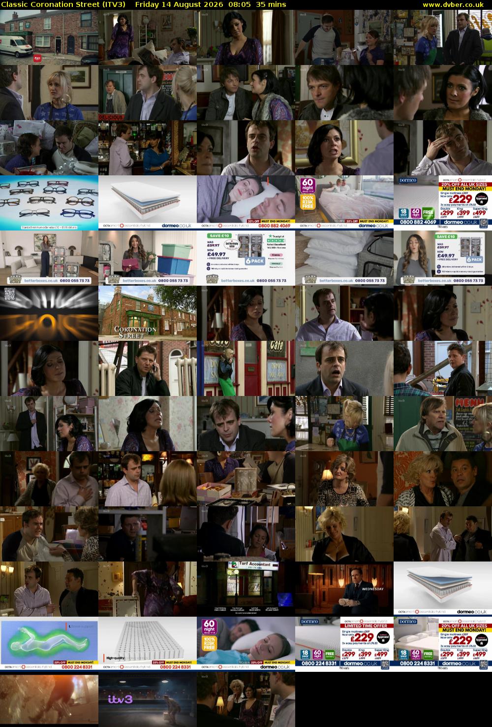Classic Coronation Street (ITV3) Friday 14 August 2026 08:05 - 08:40