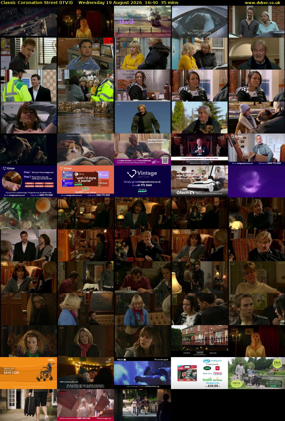 Classic Coronation Street (ITV3) Wednesday 19 August 2026 16:40 - 17:15
