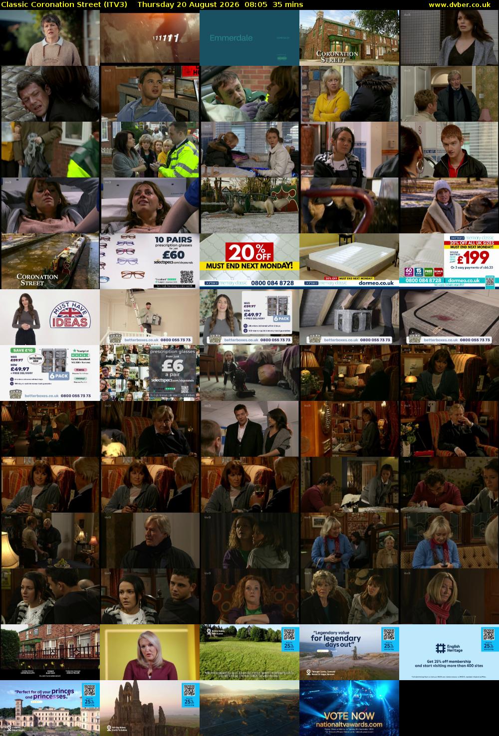 Classic Coronation Street (ITV3) Thursday 20 August 2026 08:05 - 08:40