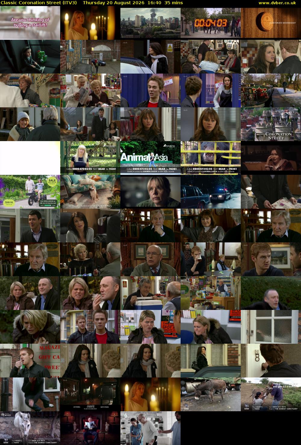 Classic Coronation Street (ITV3) Thursday 20 August 2026 16:40 - 17:15
