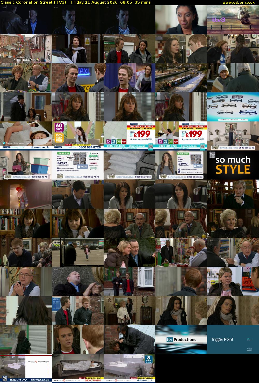 Classic Coronation Street (ITV3) Friday 21 August 2026 08:05 - 08:40