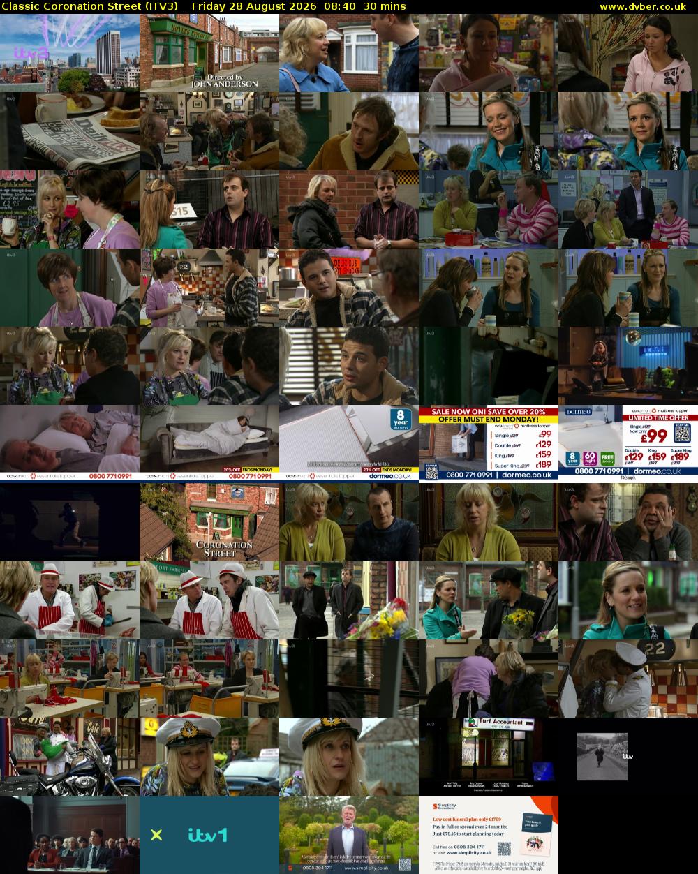 Classic Coronation Street (ITV3) Friday 28 August 2026 08:40 - 09:10