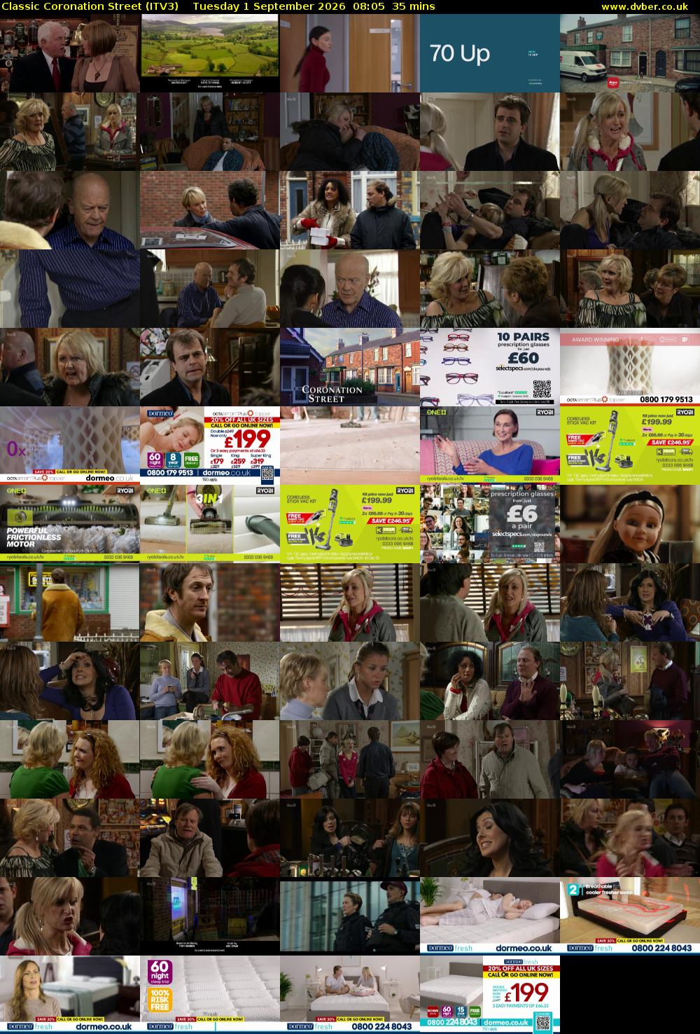Classic Coronation Street (ITV3) Tuesday 1 September 2026 08:05 - 08:40