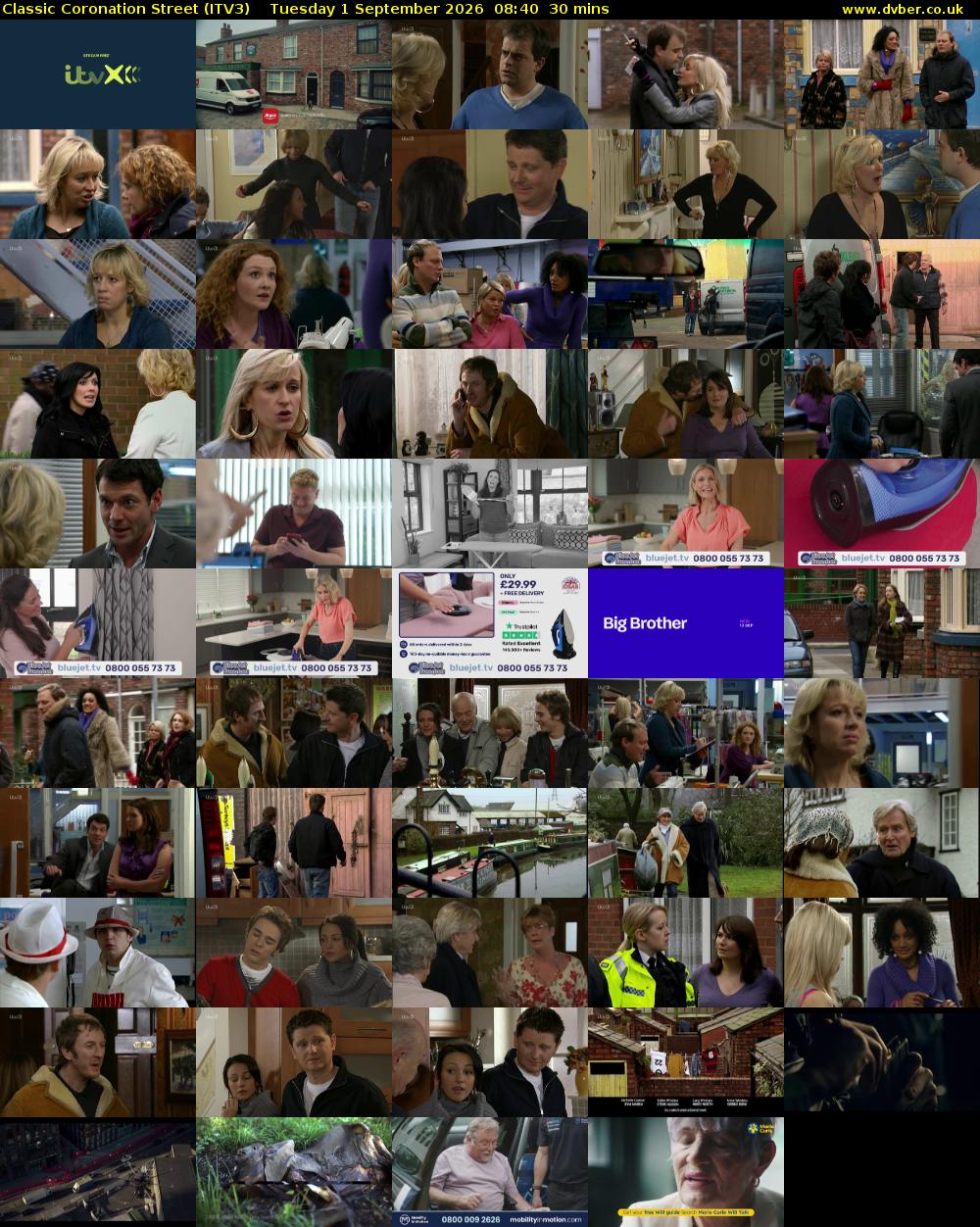 Classic Coronation Street (ITV3) Tuesday 1 September 2026 08:40 - 09:10