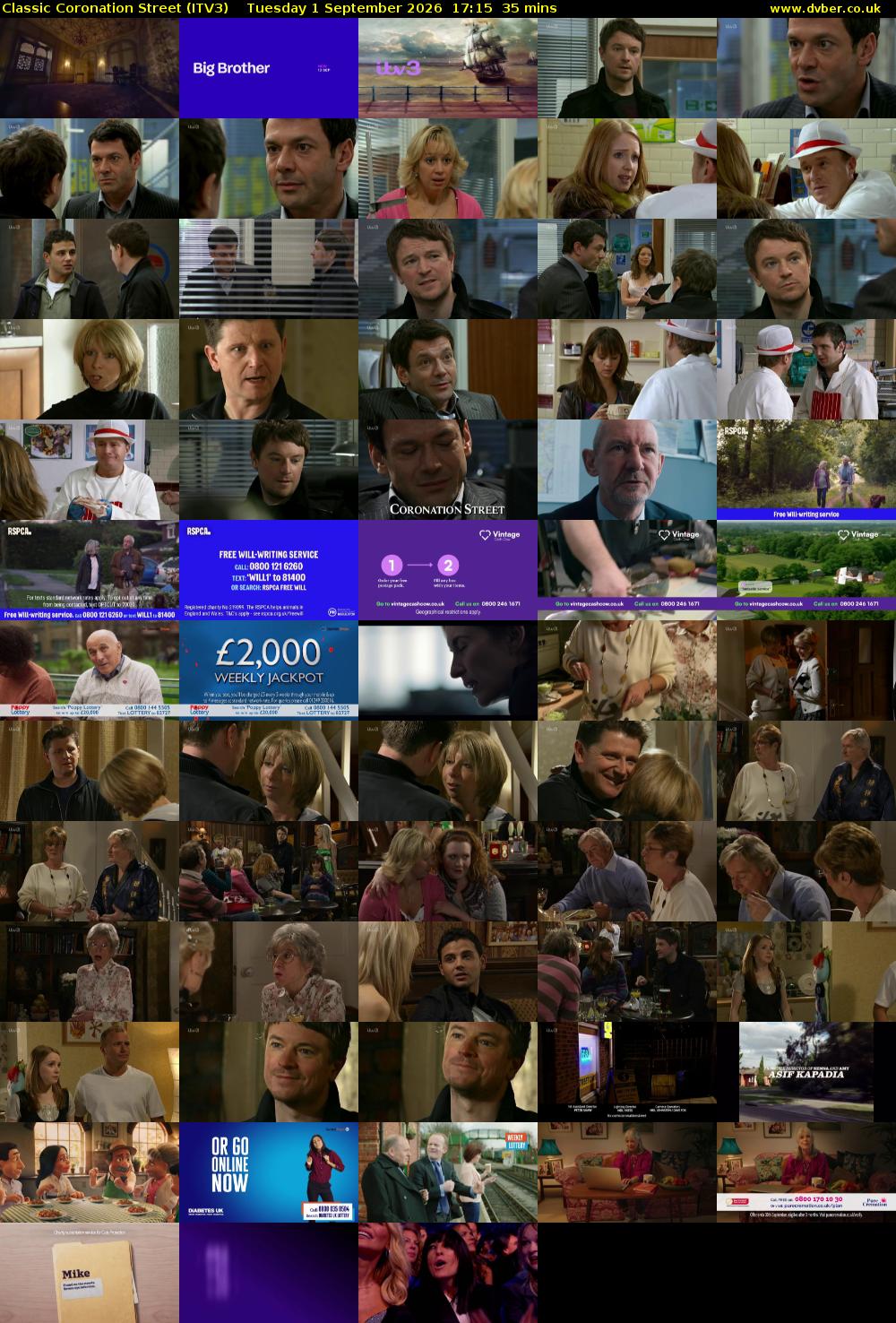 Classic Coronation Street (ITV3) Tuesday 1 September 2026 17:15 - 17:50