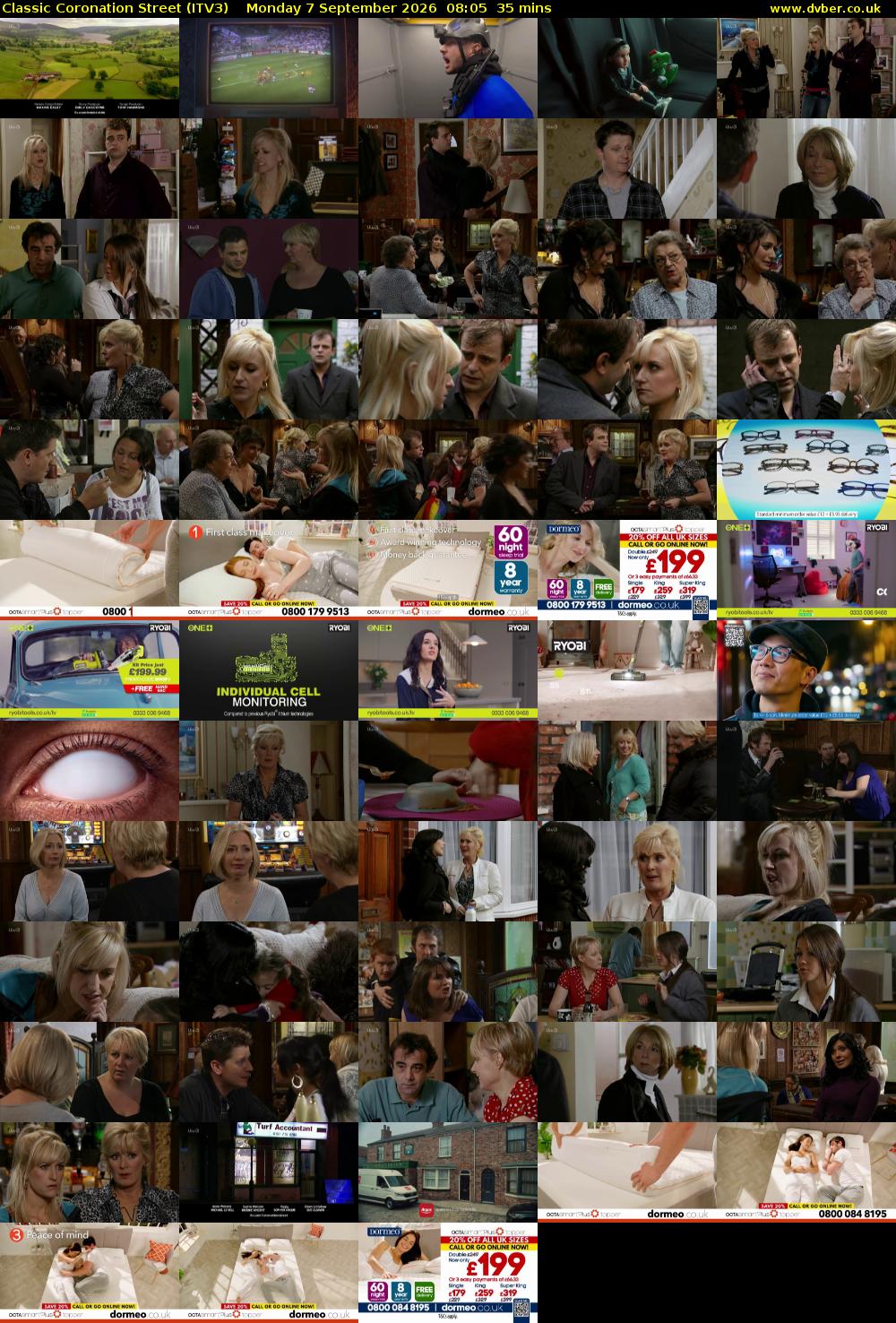 Classic Coronation Street (ITV3) Monday 7 September 2026 08:05 - 08:40