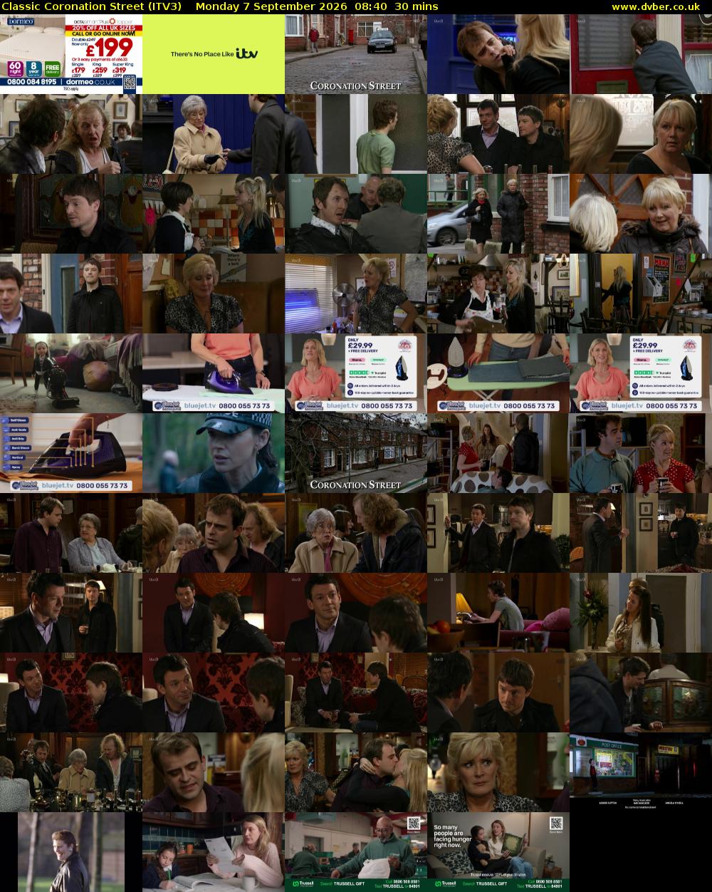 Classic Coronation Street (ITV3) Monday 7 September 2026 08:40 - 09:10