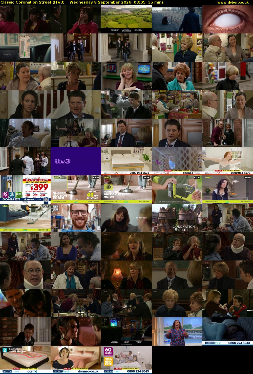 Classic Coronation Street (ITV3) Wednesday 9 September 2026 08:05 - 08:40