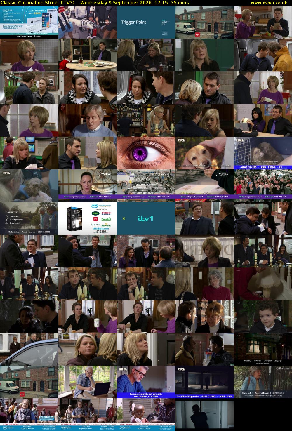 Classic Coronation Street (ITV3) Wednesday 9 September 2026 17:15 - 17:50