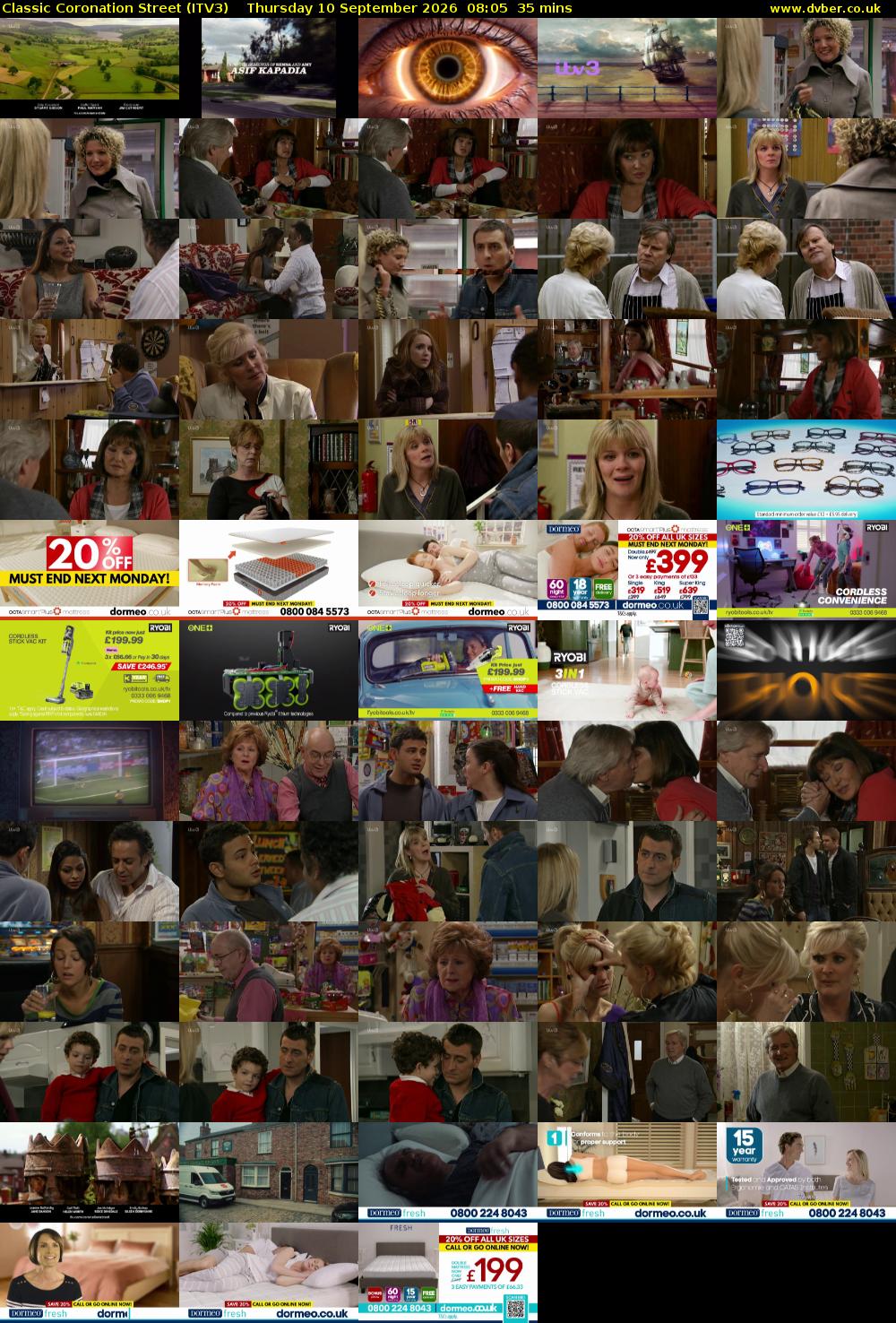 Classic Coronation Street (ITV3) Thursday 10 September 2026 08:05 - 08:40
