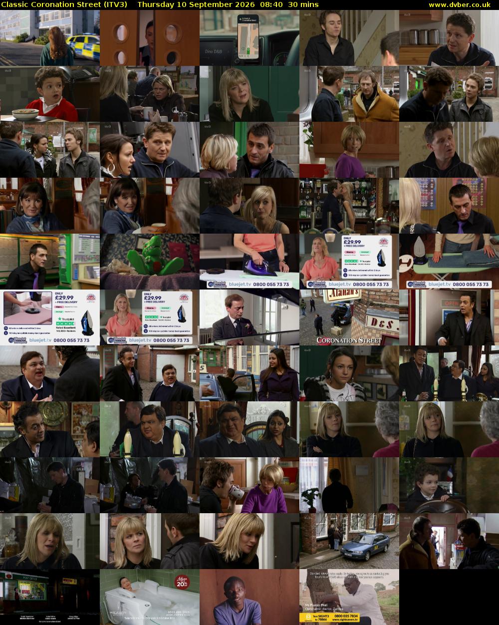 Classic Coronation Street (ITV3) Thursday 10 September 2026 08:40 - 09:10