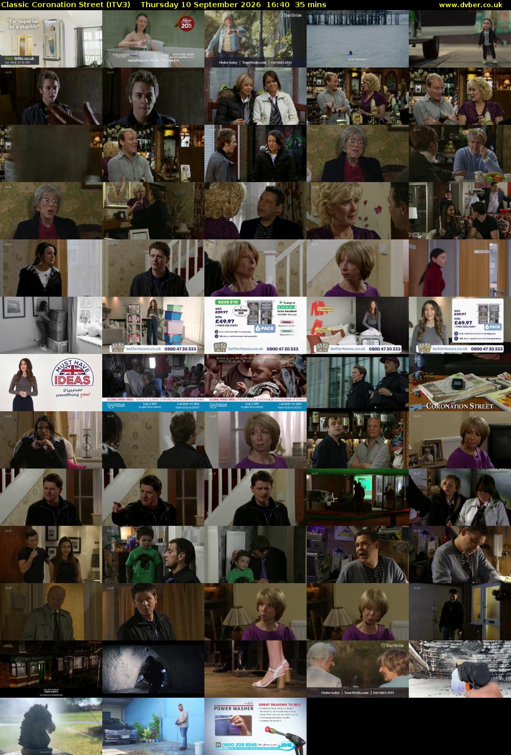 Classic Coronation Street (ITV3) Thursday 10 September 2026 16:40 - 17:15