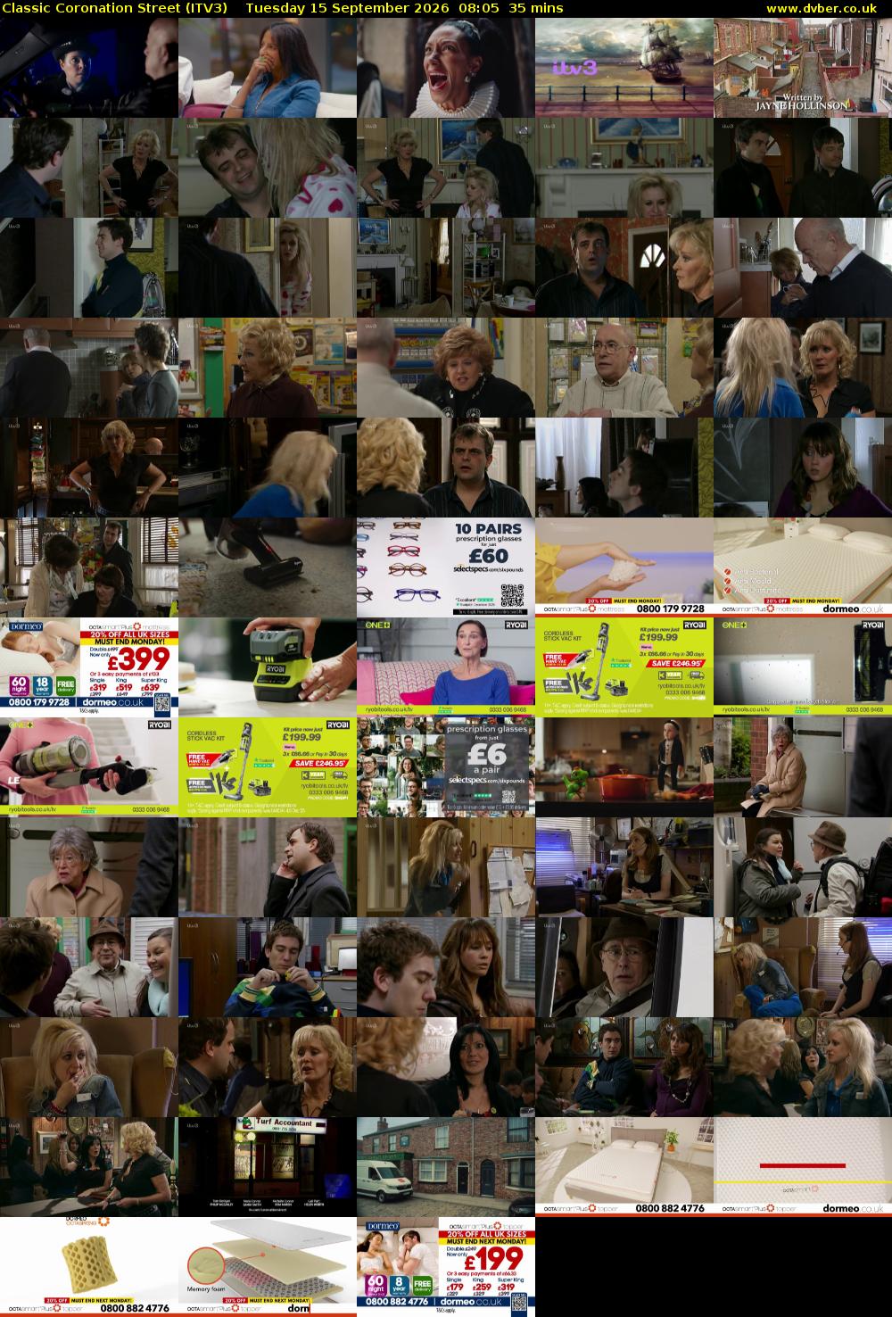 Classic Coronation Street (ITV3) Tuesday 15 September 2026 08:05 - 08:40